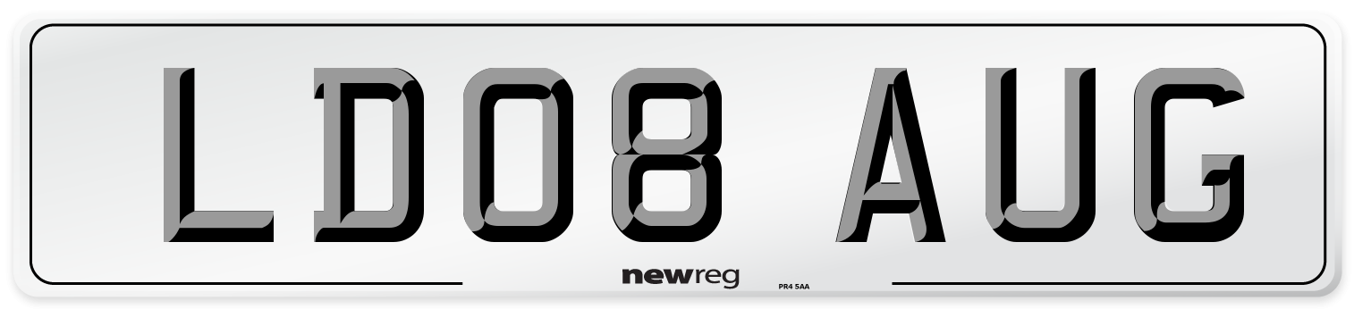 LD08 AUG Number Plate from New Reg